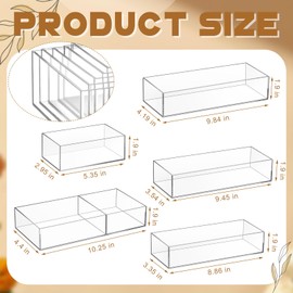 Briwooody 5 Pack Acrylic Desk Drawer Organizer, Makeup Drawer Organizer Trays, Storage Bins for Makeup, Jewelry, Gadgets for Kitchen, Bedroom, Bathroom, Office