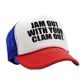 The Goozler JAM OUT with your CLAM OUT - funny party club - Vintage Retro Style Trucker Cap Hat (R W B)