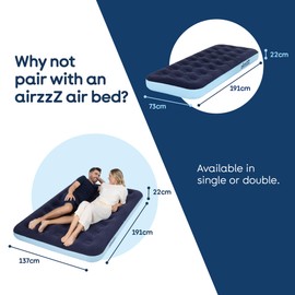 airzzZ Electric Air Pump - 240V Mains 3 Size Nozzles - For Inflating Deflating Camping Air Mattress/Bed, Beach Toys, Inflatable Paddling Pools -