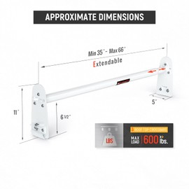 AA-Racks Model X316 Hightop 3 Bar Rain-Gutter Roof Rack Heavy-Duty Adjustable Steel High Roof Rack Matte White