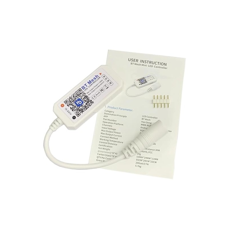 TOPXCDZ RGBW Smart Bluetooth Controller for LED Strips, Phone App,