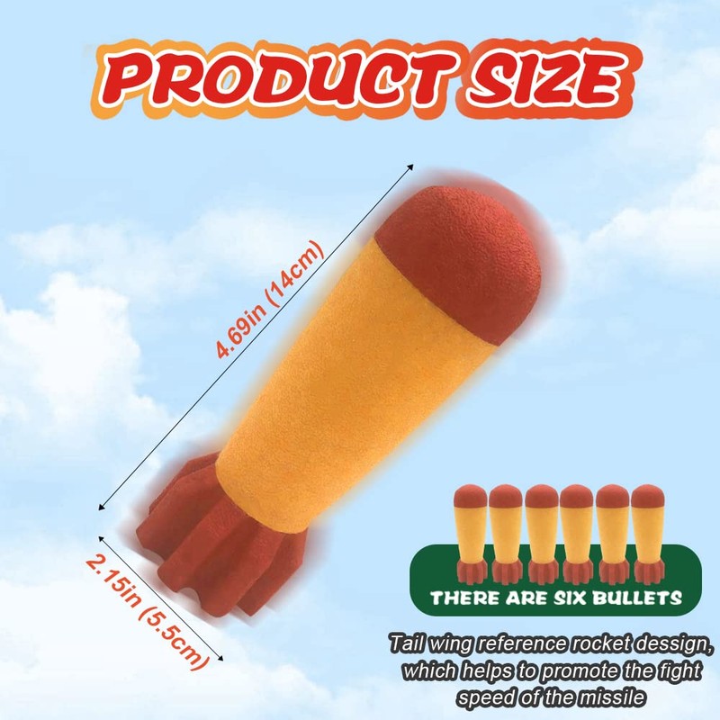 Gantan Toy Rocket Barrel Launcher-Fires Foam Rockets Includes 6 Rockets