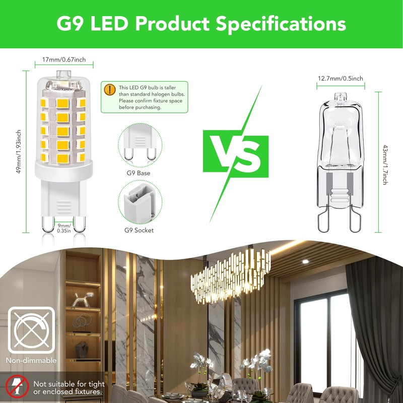BUBO G9 LED Bulb 3000K Warm White 430 Lumens, 3W