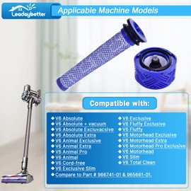 Leadaybetter V6 Absolute Cordless Stick Vacuum Filter for Dyson V6 Series, 2 Pack Post HEPA Filters and 2 Pack Pre Filters Replacement Part 966741-01&965661-01…