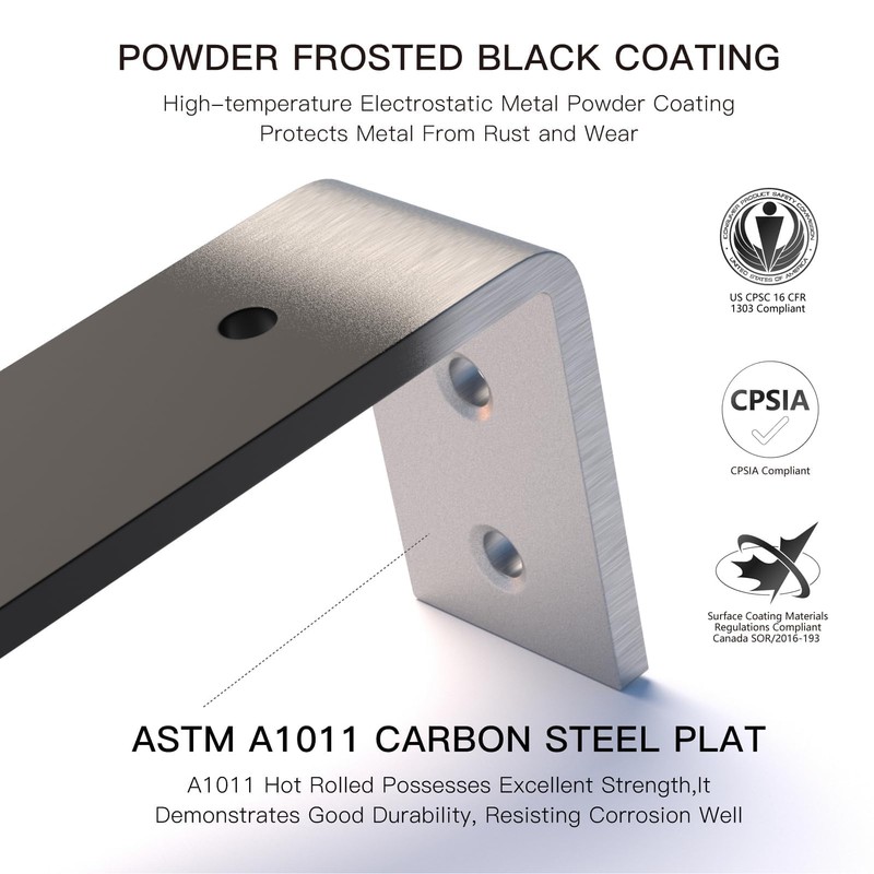 4 Pack 8 Inch Floating L Shelf Brackets for DIY,1/5