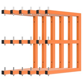 Lumber Rack Wall-Mounted Lumber Storage Rack, Heavy Duty Wood Storage Racks with 9-Level System, 1980 LB Sturdy Garage Wood Organizer, Orange Lumber Metal Racks for Indoor and Outdoor (6 Pack)