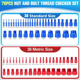 76Pcs Thread Checker, Nut and Bolt Thread Checker 38 Standard and 38 Metric Set, Thread Gauge Suitable for Nut or Bolt Size Finder in Narrow and Tricky Areas