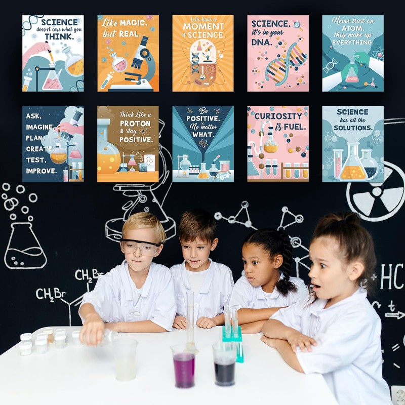 Zonon 10 Pcs Science Classroom Decoration Banner and Poster for