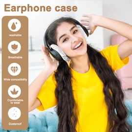 Safigor 100PCS Headphone Ear Covers Disposable Earphone Overs Sanitary Non-Woven Stretch Earpad Covers Earcup Covers Fit for Most on Ear Headphones (13cm/5.12"(White))