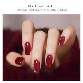JMEOWIO Gel Nail Stickers Black Red Semi Cured Gel Nail Strips Wraps UV/LED Nail Supplies Nail Art Design Decoration Accessories