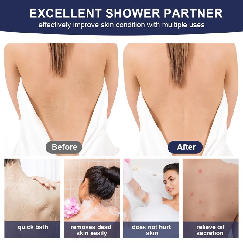 LOPHE Back Scrubber, Exfoliating Back Scrubber for Shower, Double-Sided Bath