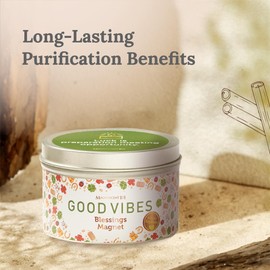 MAGNIFICENT 101 Good Vibes Aromatherapy Candle as Blessings Magnet - Sage, Bergamot, Sandalwood Scented Natural Soybean Wax Tin Candle for Purification and Chakra Healing Under $20