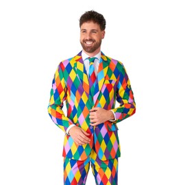Clown and Jester Costumes, Happy Harley Clown, man, size EU 52–54 carnival costume, fancy dress.