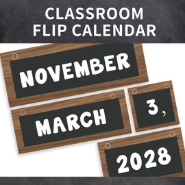 YIXAXKAO Flip Calendar for Classroom Rustic Flip Calendar Set Rustic Flip Calendar Bulletin Board Set Rustic Farmhouse Classroom Decoration for Whiteboard Classroom Teacher School Supplies