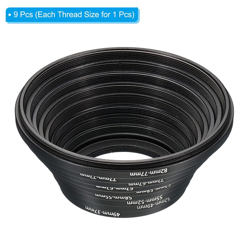 PATIKIL 9 Pack Step Down Ring Set 49-37mm 52-49mm 55-52mm