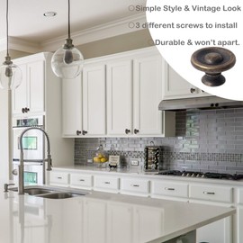 Perphin Bronze Vintage Cabinet Knobs 20 Pack Antique Round Dresser Handle for Drawers Dressers Round Zinc Alloy Pull for Kitchen Cupboard Closet Wardrobe with 3 Sized Screws(20 Pack Small)