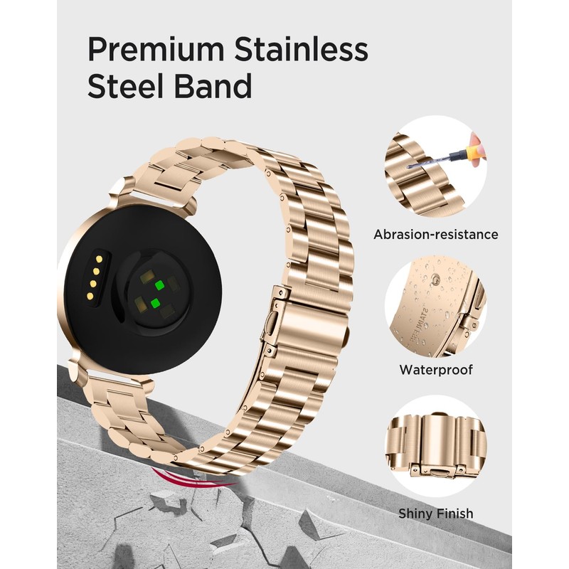 Miimall Metal Band Compatible for Garmin Lily 2/2 Active Band