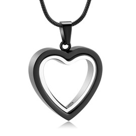 Glass Cremation Jewelry Necklace with Heart Memorial Locket for Ashes - Stainless Steel Keepsake Urn Ashes Pendant