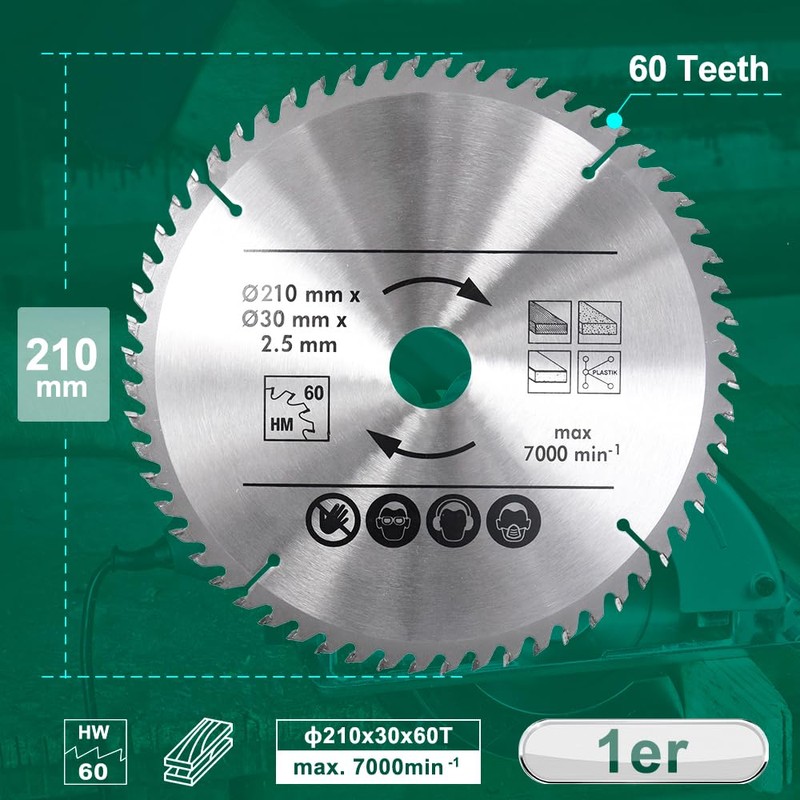 BALUGAEA Circular Saw Blade 210 x 30 mm Carbide Saw