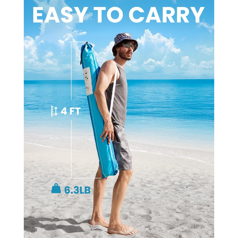 OutdoorMaster Beach Umbrellas with Sandbag & Anchor with 4 Cup