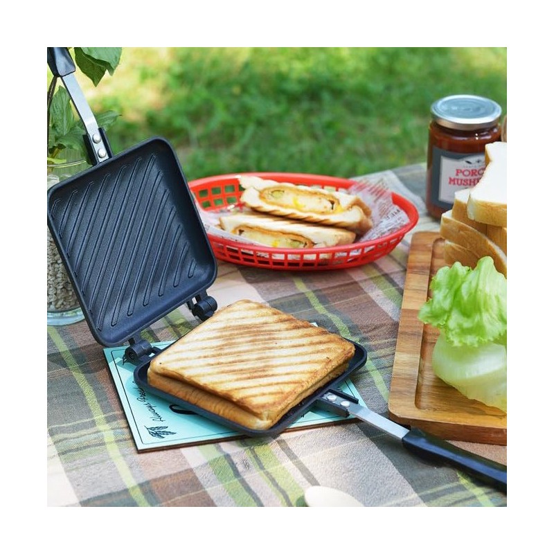 Sandwich Maker, Grilled Panini Maker Pan with Non-Stick Plates, Stovetop