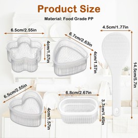 PIWOSGOL Onigiri Mould Set, Onigiri Maker, Sushi Moulds, Rice Mould, Sushi Mould, DIY Rice Ball Mould with Rice Spoon, Rice Ball Shaper, Sushi Mould, Nigiri Sushi Maker for Kitchen, Party, Beginners,