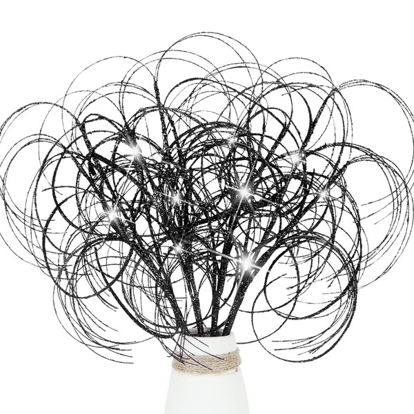 4PCS Glitter Christmas Picks Curly Sprays 20" Artificial Wispy Willow