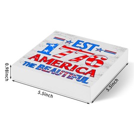 Happy 4th of July Decor Patriotic Desk Sign Est.1776 America The Beautiful Wooden Desk Decoration for Independence Day Rustic Retro July 4th American Flag Wood Block Sign Table Decorations