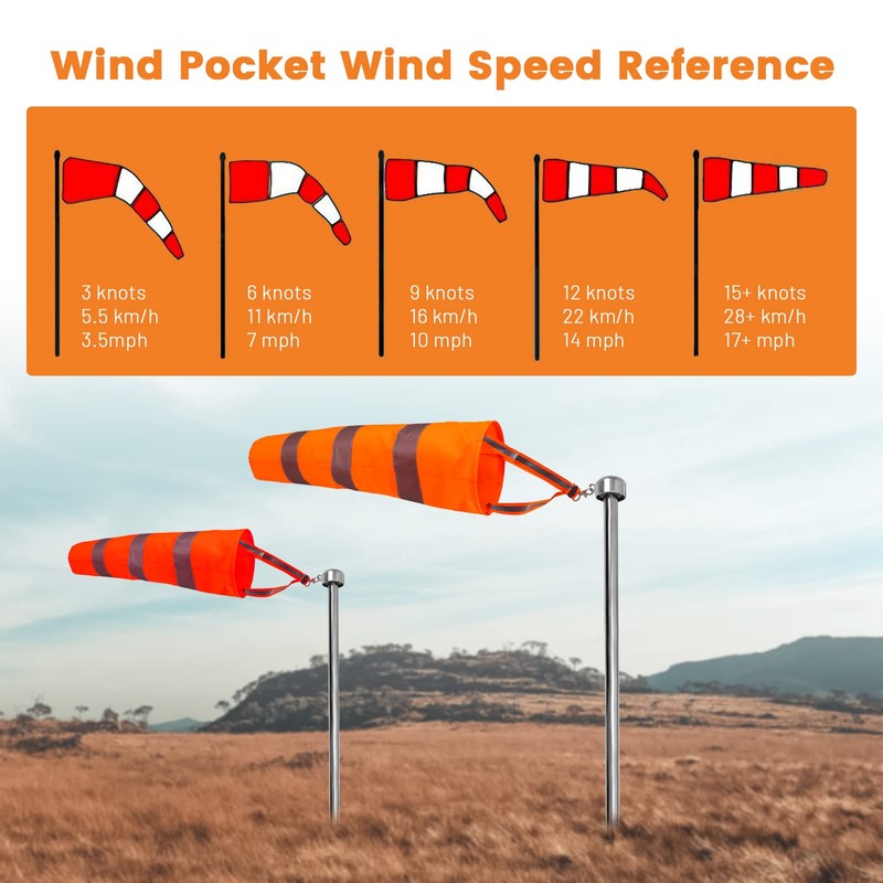 2Pcs Hanging Reflective Windsock Flags for Outside Rip Stop Airport