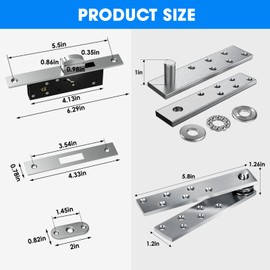 Pisman Door Pivot Hinges, Hidden Door Hinge and Heavy Duty Door Hinge with Hidden Door Lock for Wood Secret Door, Hidden Door Bookcase, Secret Door Silver (Advanced Lock Style, Large)