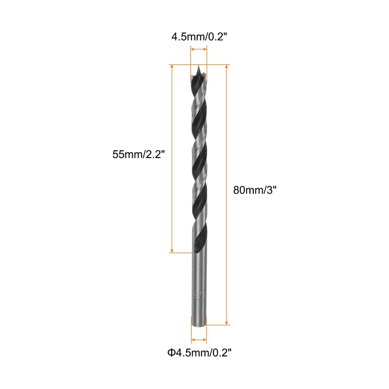 sourcing map 5pcs Brad Point Drill Bits 4.5mm(11/64") Dia Straight