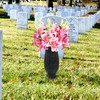 Cemetery Vase, Black Plastic, Modern Cylindrical Vase with Ground Spike,