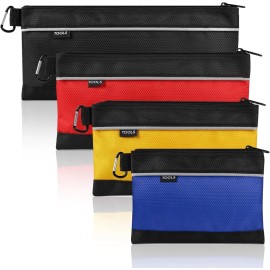 COIDEA 4 Pack Tool Pouch, Small Bag with Zipper, 1680D red, blue, black, yellow