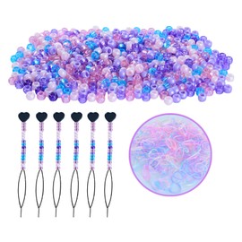1606pcs Hair Beads Kit for Hair Braids for Girls Including 600pcs 9x6mm Pony Beads,1000pcs Elastic Rubber Bands, and 6pcs Quick Beaders