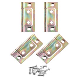 sourcing map 4Pcs 2x1 Inch Door Hinges Non-Mortise No Noise Bifold Door Hinges Plating for Cabinet Furniture Window Wardrobe with Screws, Color Zinc