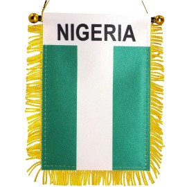 Anley 4 X 6 Inch Nigeria Fringy Window Hanging Flag - Mini Flag Banner