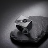 ELFASIO Keep Going Skull Rings for Mens, Square Signet Ring