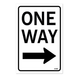 One Way with Right Arrow Sign, Large 12x18 Inch Self-Adhesive Vinyl Sticker