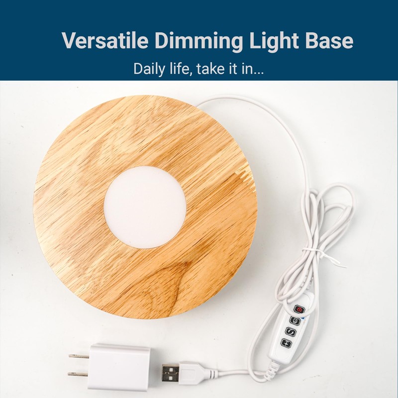 FuoiCorn Wood Crystal Display Base Light - LED Illuminator for