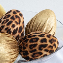Velvet Eggs, Tiered Tray Decorations, Kitchen Decor, Safari Shelf Sitter, Spring Decorations, Farmhouse (Leopard Print Set of 6)