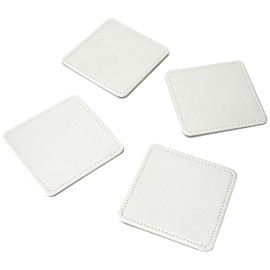 Creative Tops Drink Coasters, Square, Faux Leather, Silver, 10 cm, Set of 4
