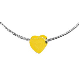 Very Small Polished Gold Heart, 3/8ths Inch, European Designed Charm, Adjustable Sterling Silver Finish Snake Chain Necklace,With Overcoat Protection, Hypoallergenic-Safe, Nickel, Lead, And Cadmium Free