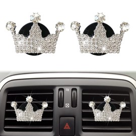 Maxtech Bling Crown Vent Clips, 2Pcs Crystal Crown Car Diffuser Vent Clips Car Air Fresheners Vent Clips Rhinestone Crown Cute Car Bling Accessories Car Interior Decor (Crown)