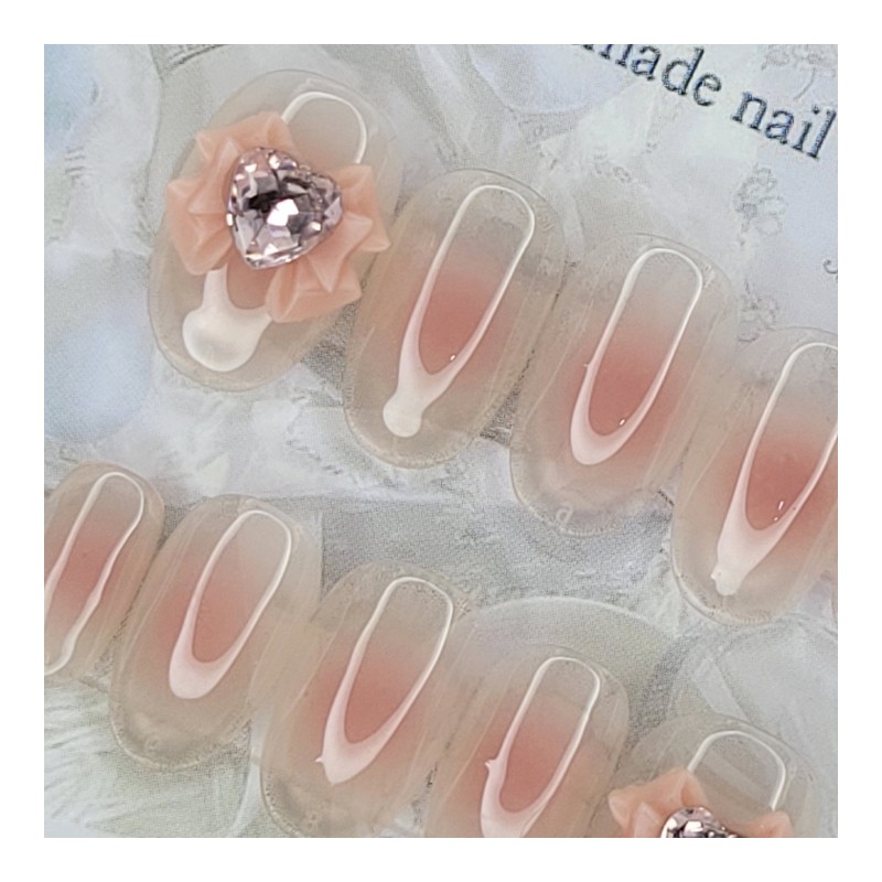 Nudie Cheek Handmade Nail Tips - Square L / 누디