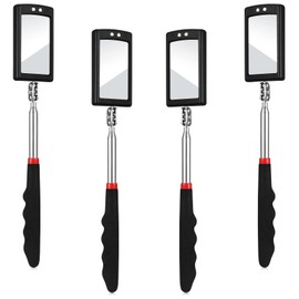 BBTO 4 Pieces Telescoping Inspection Mirror Telescoping LED Lighted Flexible Inspection Mirror Tool for Checking Observing Vehicle Small Parts (Modern Style)