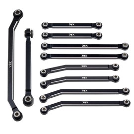 DJX CNC Aluminum High Clearance 4-Link w/Steering Link Set for 1/18 RC Crawler Redcat Ascent-18 Upgrades Part (Black)