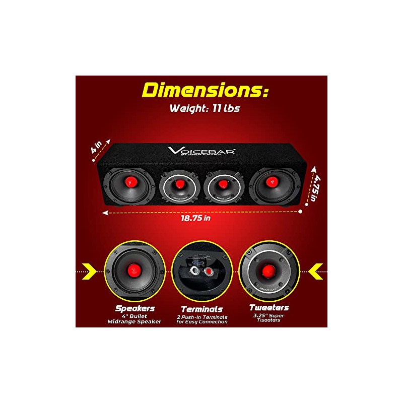 MENACE AUDIO VOICEBAR High Output Slim Profile Midrange Enclosure RED