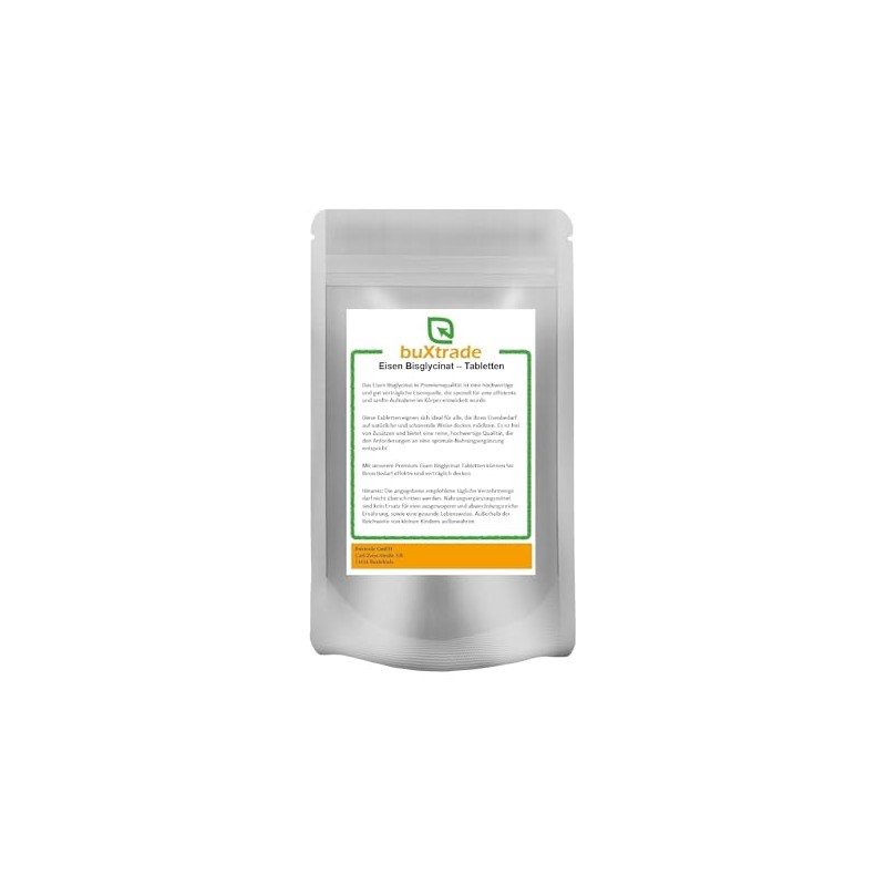 250 g | Eisen Bisglycinat Tabletten | Nahrungsergänzungsmittel | Tabs