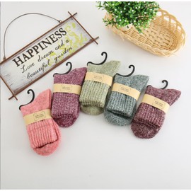 sopplea 5Pairs Ladies thermal Winter socks, Womens Thick Knitting Warm & comfy Wool Crew Cotton Vintage Style Sock
