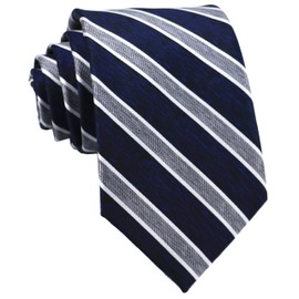 Ctskyte Men Navy Blue Grey White Jacquard Woven Silk Regular Tie Business Formal Necktie